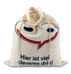 Baumwolltasche<br>mit Kordeln und kurze Henkel, 38x42cm